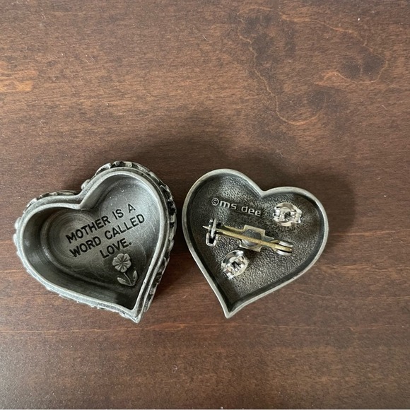 Vintage Pewter Ms Dee Trinket Box, Pin, Earrings For Mother - Picture 3 of 10